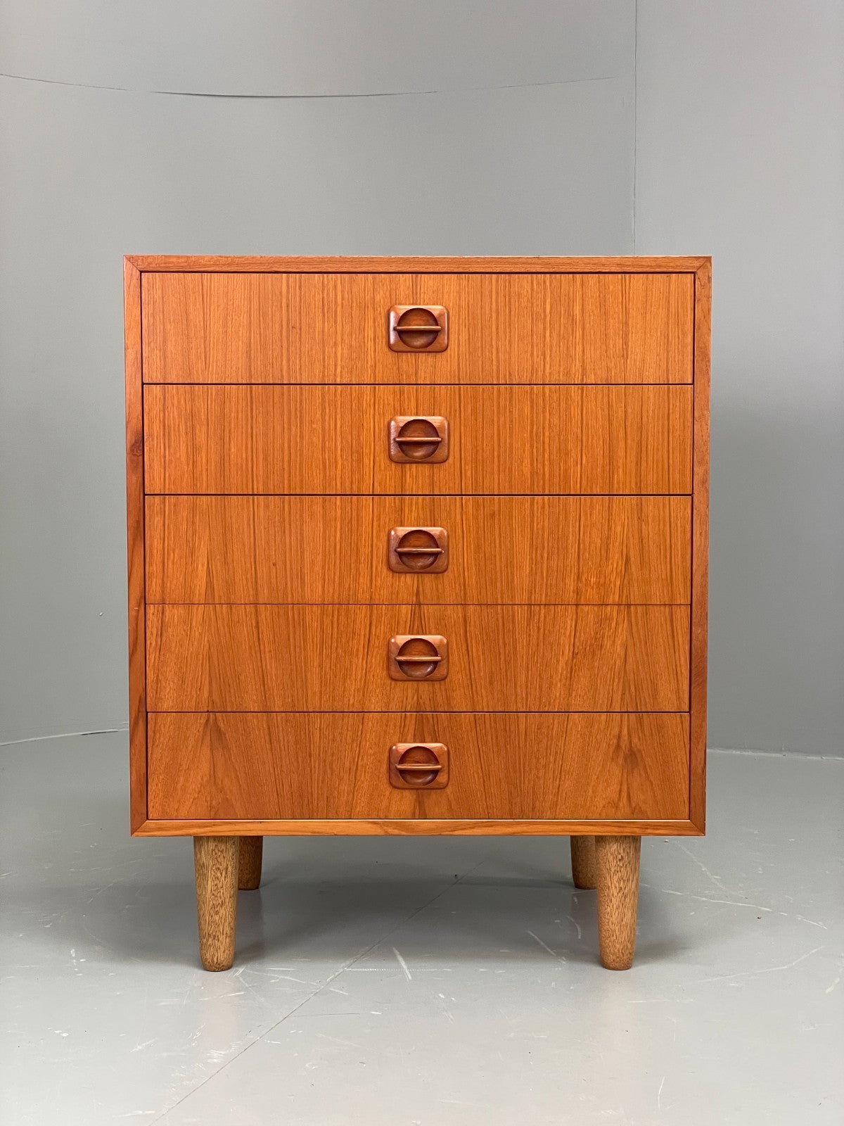 Vintage Chest Of Drawers 1970s Teak Danish Retro Round Handles EB11858 MWOO0