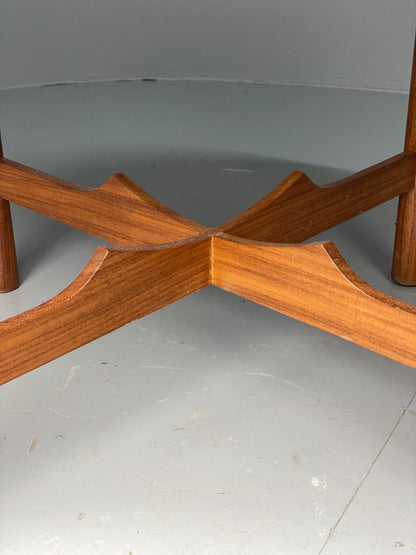 Vintage Teak Coffee Table 1960s Round Shape Mid Century EB11509 MWOO7