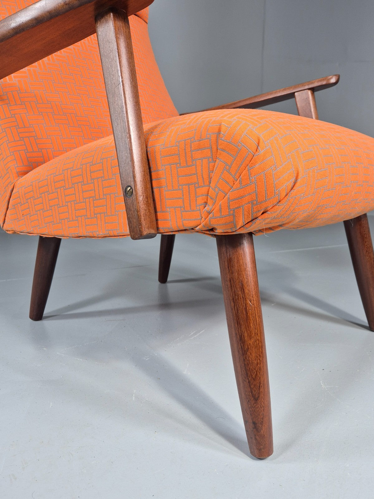 Vintage Danish Lounge Chair Teak Frame Mid Century New Upholstery EB8210 MNOR8