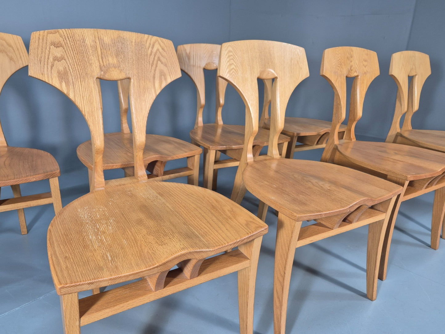 8 Modern Design Dining Chairs Blonde Oak Craftsperson Bespoke Build EB10928 MDIN3