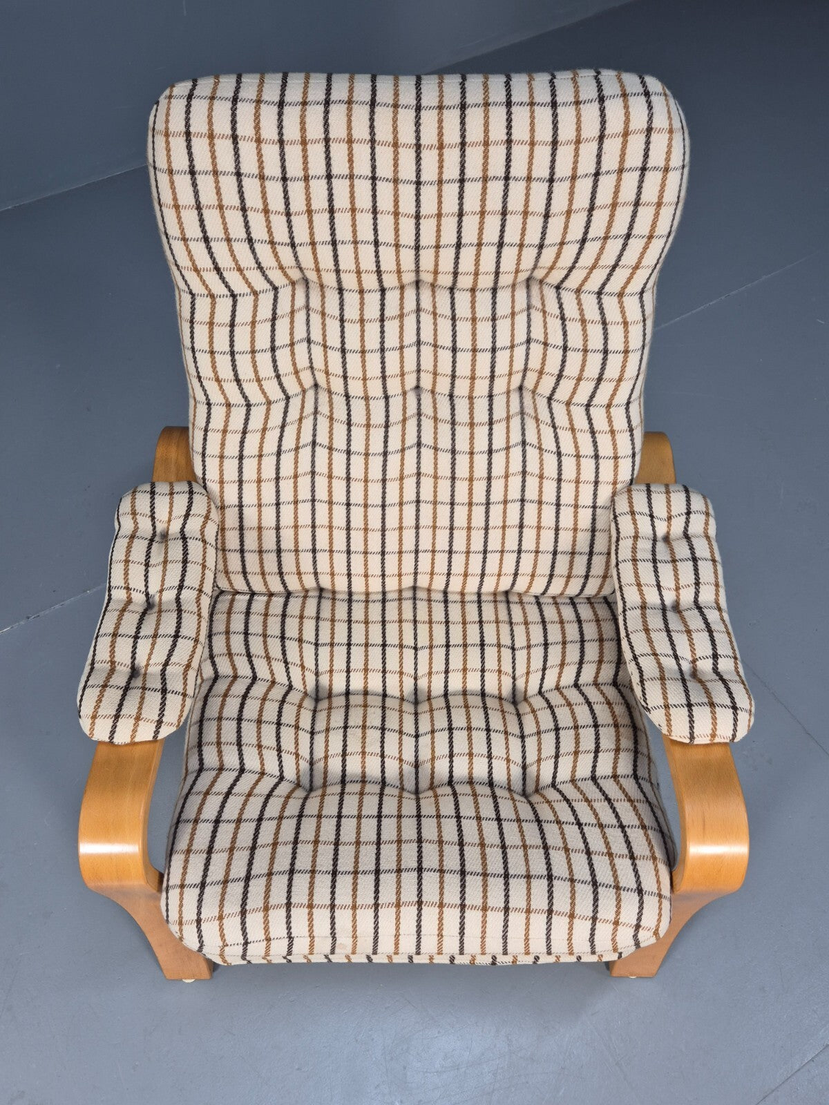 Vintage Danish Bentwood Lounge Chair Cream Wool Upholstery 1980s MCM EB9246 MBEN - UKDK FURNITURE