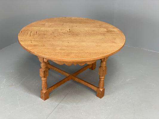 Round Oak Coffee Table Henning Kjaernulf Style Danish Design EB10825 MWOO1