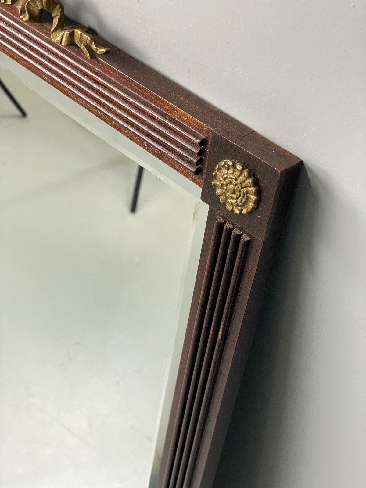 Vintage Mahogany Wall Mirror Regency Style Brass Detailing EB11052 MWOO4