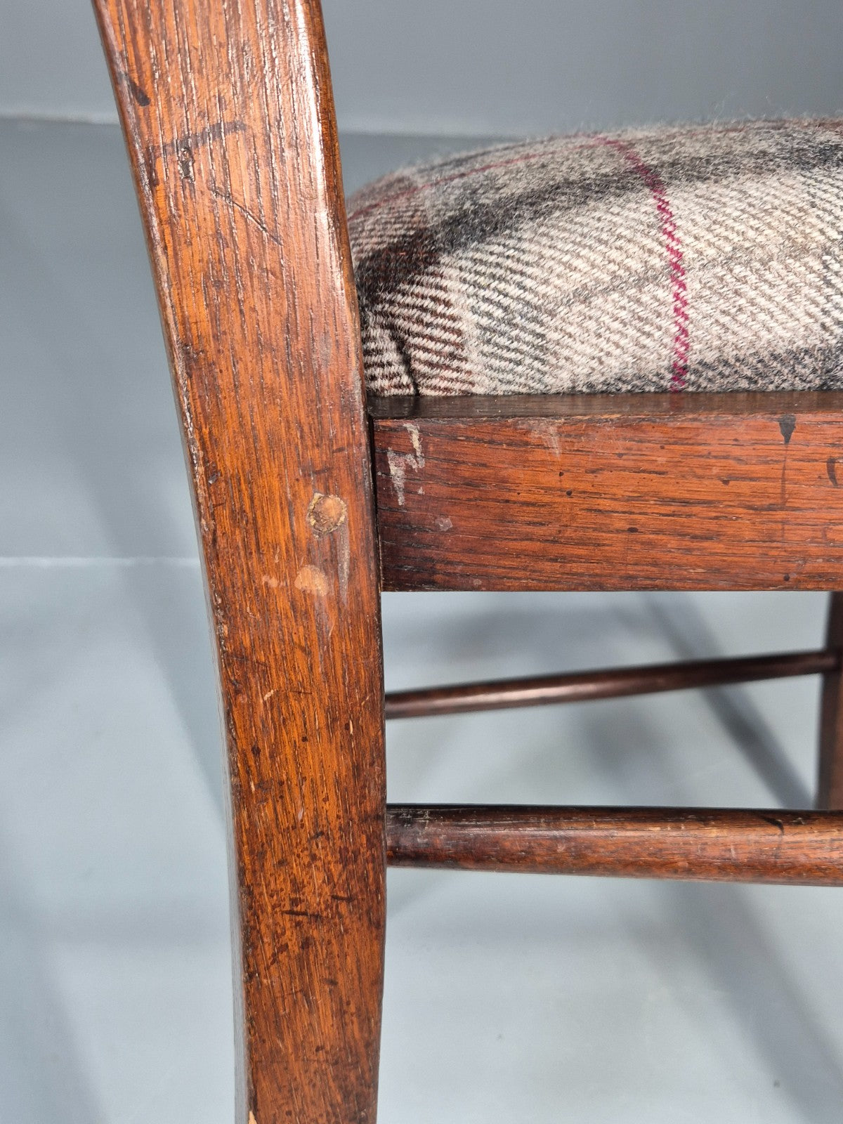 5 Hardwood Dining Chairs Modern Shaker Style Tartan Seats  EB11173 VDIN9