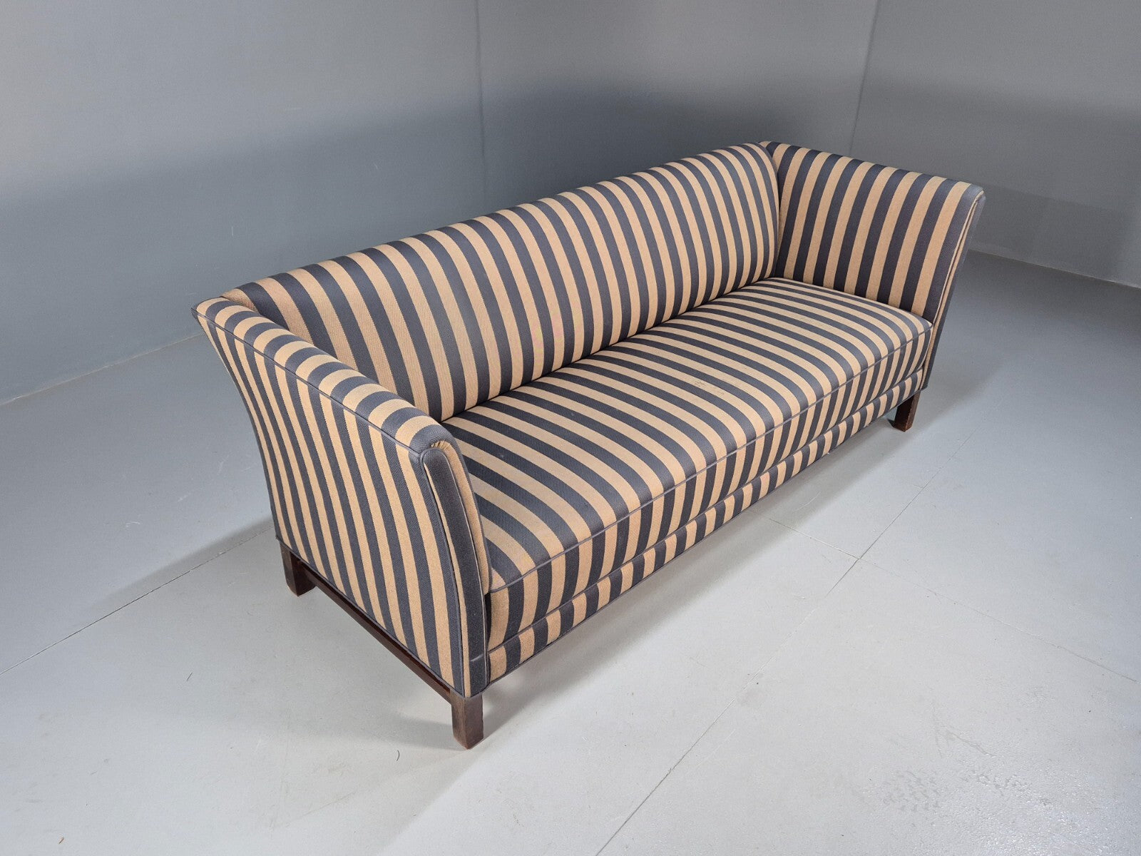 Vintage Danish 1950s Striped Sofa Mid Century Modern Shape Retro EB9559 M3SS - UKDK FURNITURE