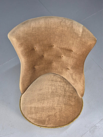 Vintage Danish Taupe Velour Cocktail or Parlour Chair Antique EB9608 VCLO - UKDK FURNITURE