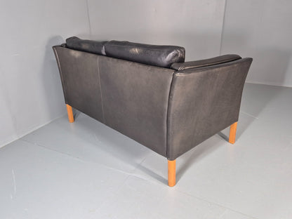 Vintage Danish Two Seater Leather Sofa Quality Feather Filled Retro EB11635 M2SS11