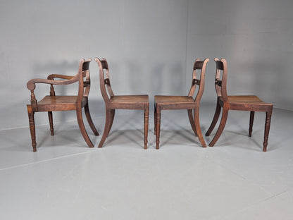 4 Antique Ball Back Walnut Dining Chairs Regency Style EB9146 VDIN - UKDK FURNITURE