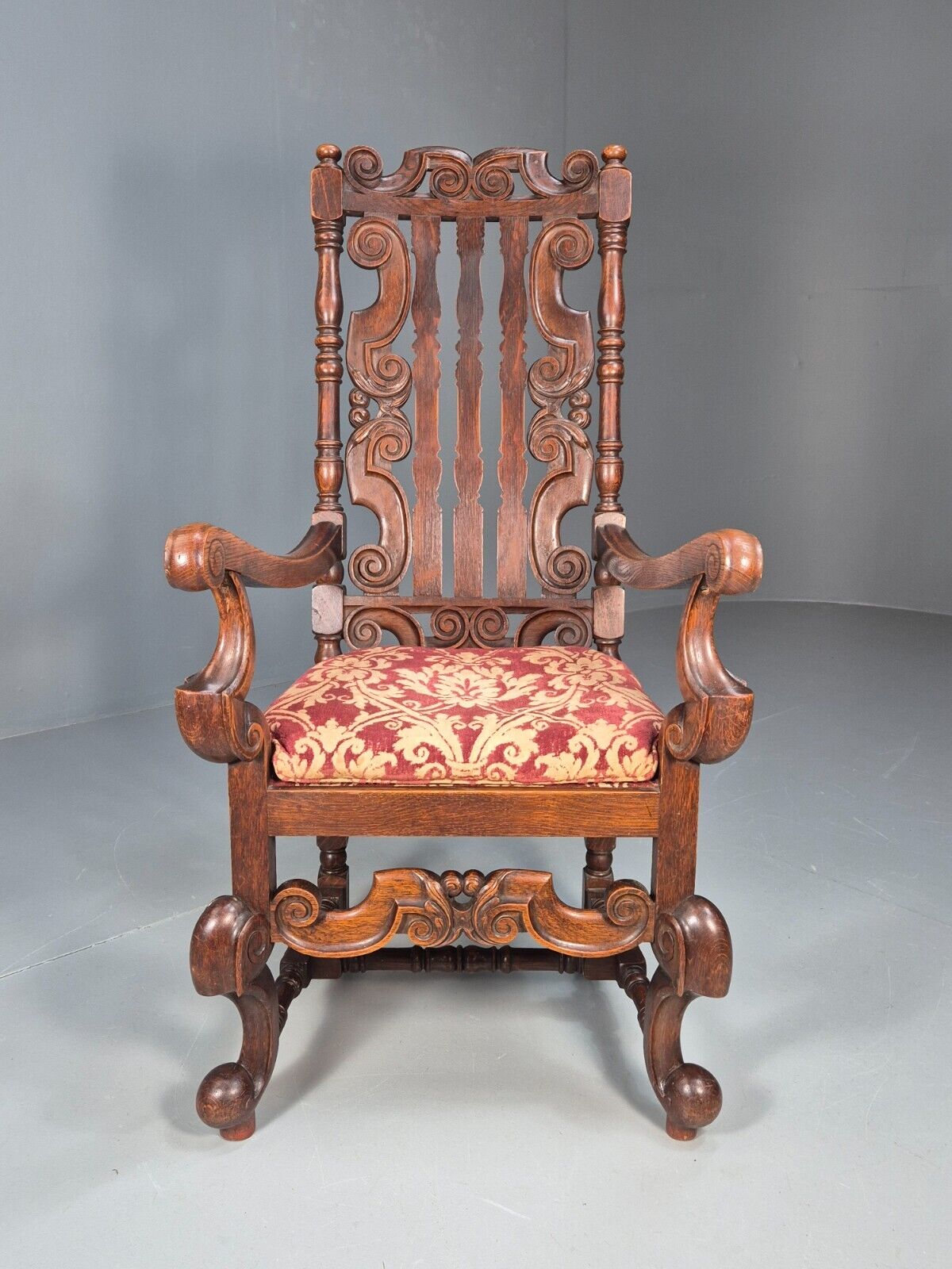 Vintage Antique Carver Chair Baroque Carved Oak Osborne 1890s EB9167 VCAR - UKDK FURNITURE