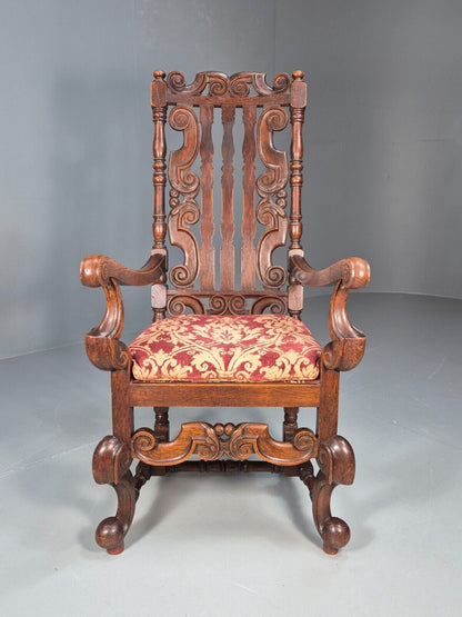 Vintage Antique Carver Chair Baroque Carved Oak Osborne 1890s EB9167 VCAR - UKDK FURNITURE