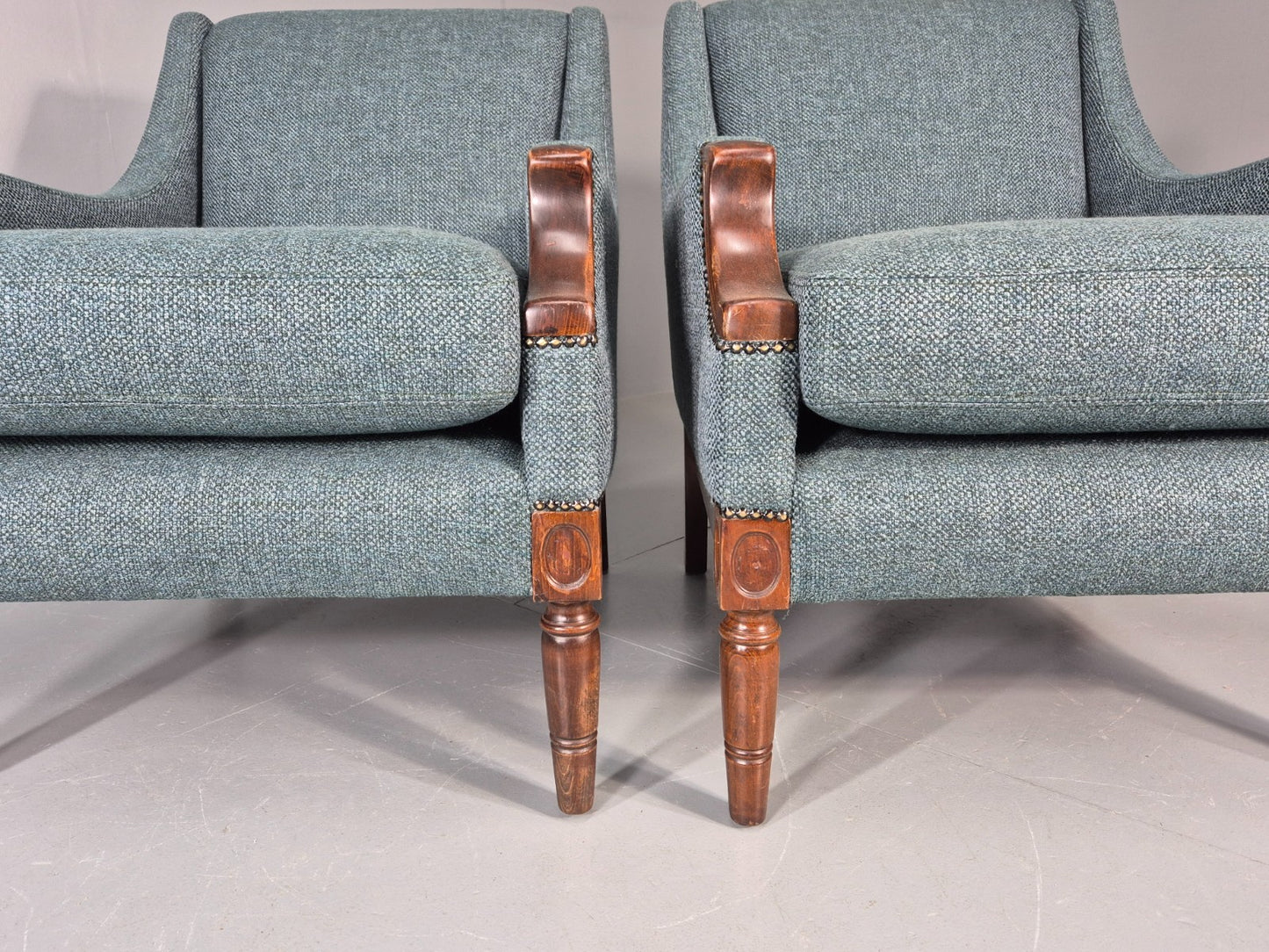 2 Vintage regency Style Armchairs 1970s Danish New Upholstery  EB11135 VCLO5