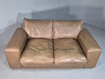 Vintage 2 Seat Sofa Taupe Leather Italian Modern Style EB8163 M2SS - UKDK FURNITURE