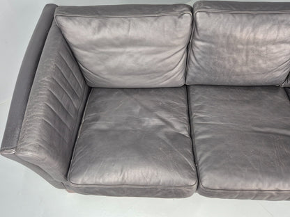Vintage 3 Seat Sofa Danish Black Leather Mid Century Retro Design EB10481 M3SS6