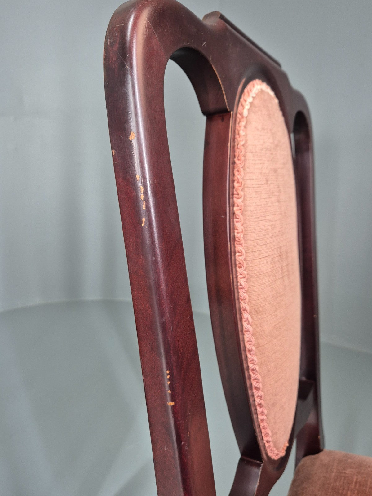 4 1970s Dining Chairs Pink Velour Stylised Regency Style Retro EB11962 VDIN13