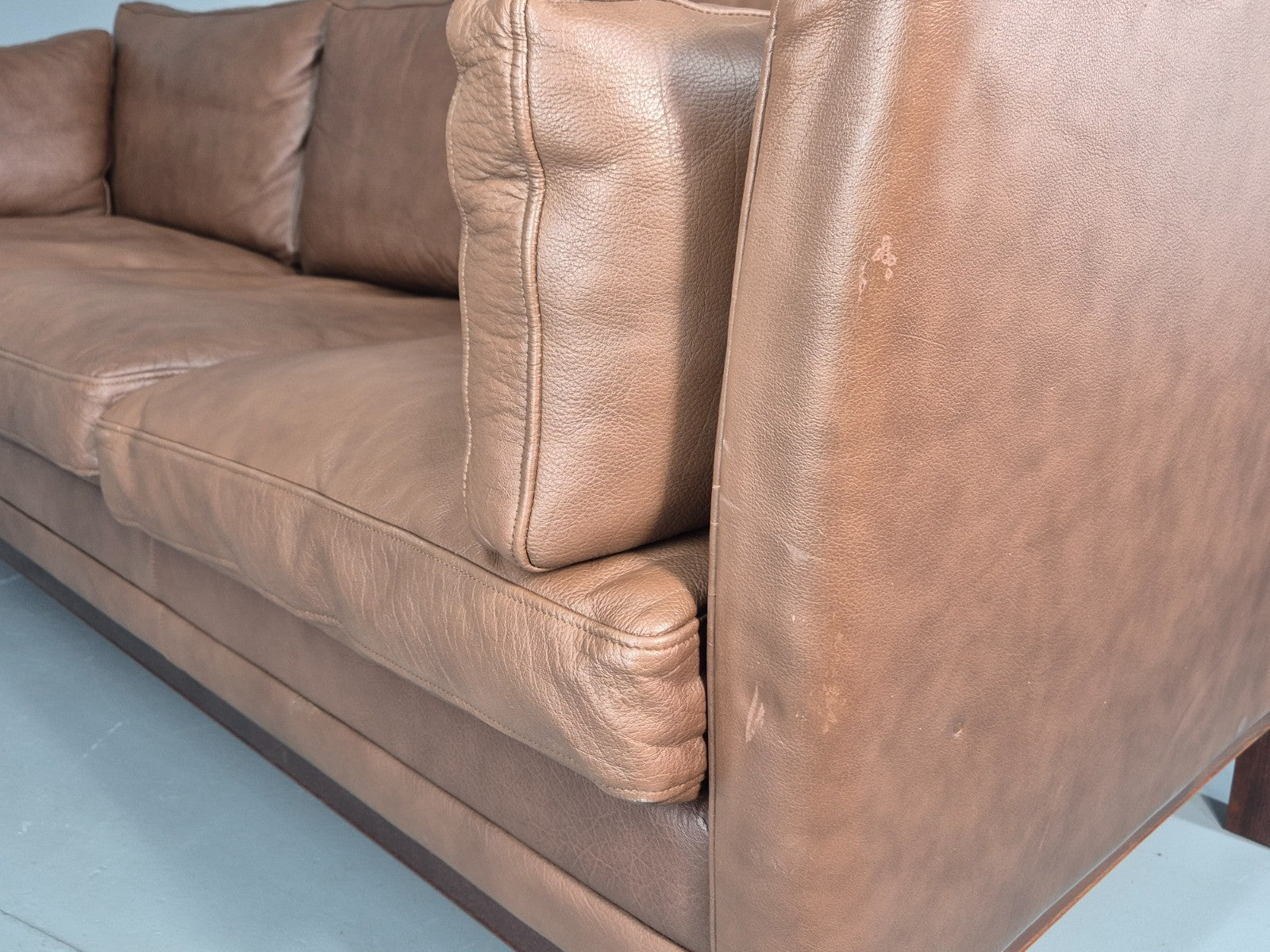 Vintage Danish 3 Seater Sofa Danish Brown Leather 1970s Retro MCM  EB10486 M3SS23
