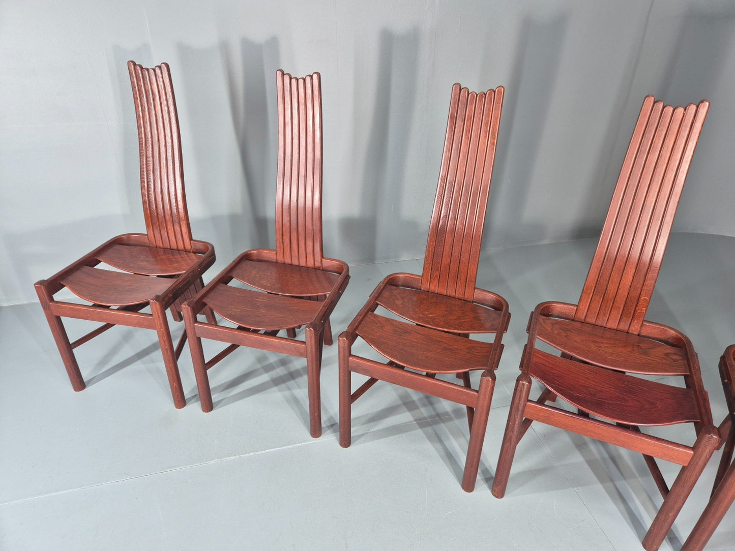 6 1980s Post Modern design Dining Chairs Allmilmo Retro Brutalist EB11000 VDIN3