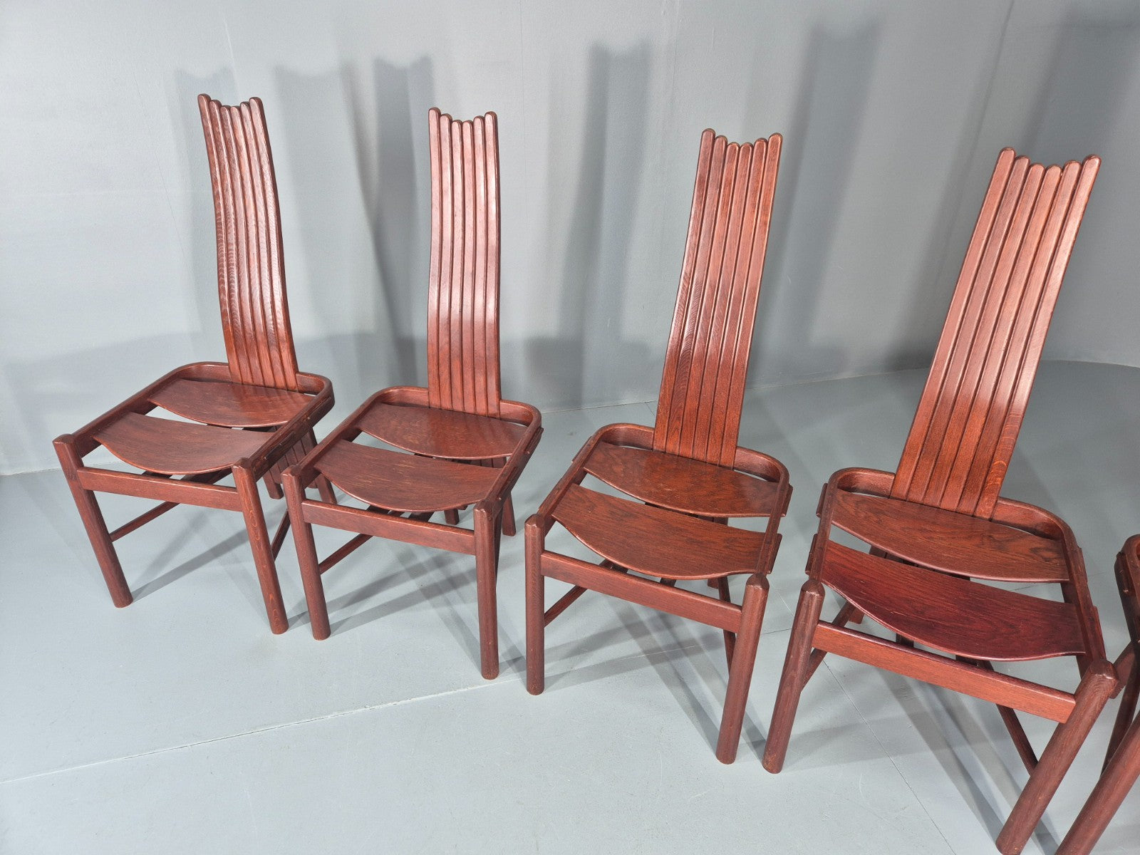 6 1980s Post Modern design Dining Chairs Allmilmo Retro Brutalist EB11000 VDIN3