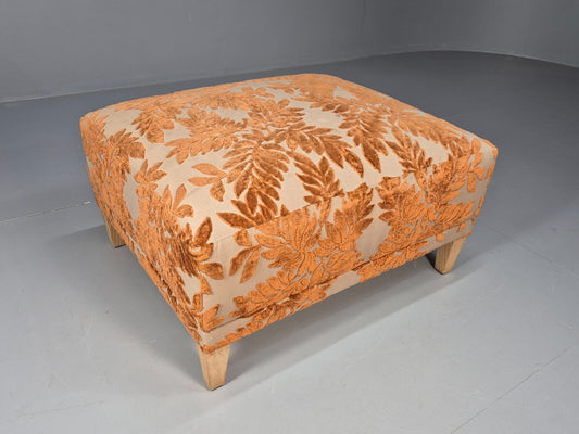 Vintage Footstool Pouffe Amber Floral Moquette Modern EB9477 MFOO - UKDK FURNITURE