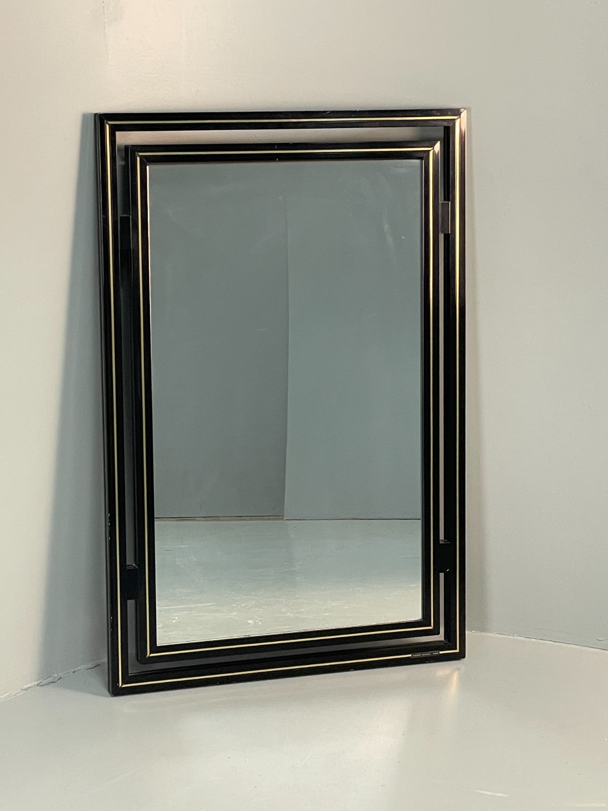 Vintage Pierre Vandel Mirror Wall Hanging Black Gold 1970s French EB11803 MWOO0