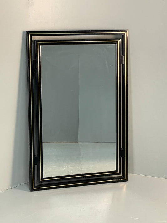 Vintage Pierre Vandel Mirror Wall Hanging Black Gold 1970s French EB11803 MWOO0