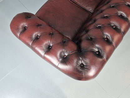 Two Seat Vintage Chesterfield Sofa Red Leather 1980s Retro EB11360 VCHE17