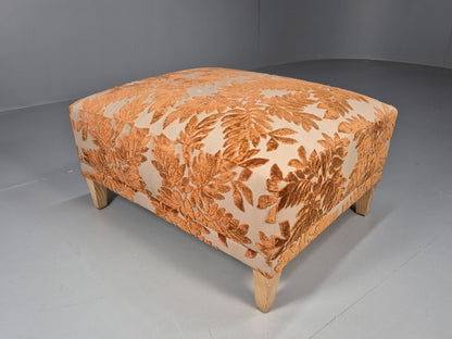 Vintage Footstool Pouffe Amber Floral Moquette Modern EB9477 MFOO - UKDK FURNITURE