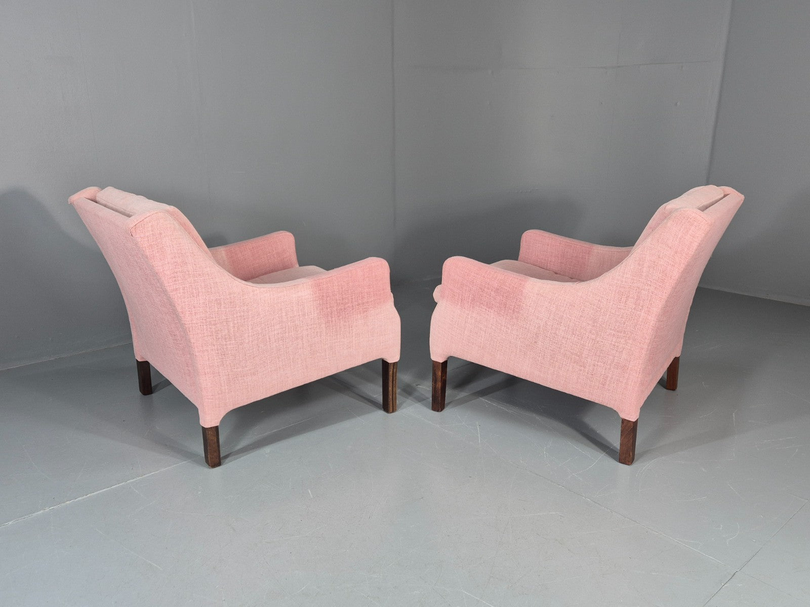 2 Midcentury Lounge Chairs 1960s Vintage Danish Pink Cotton EB11217 MNOR12