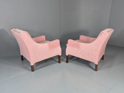 2 Midcentury Lounge Chairs 1960s Vintage Danish Pink Cotton EB11217 MNOR12