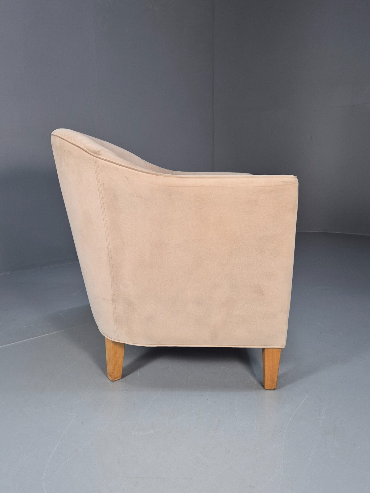 Mordern Danish Cream Faux Suede Tub Chair Beech Legs EB9308 MNOR - UKDK FURNITURE
