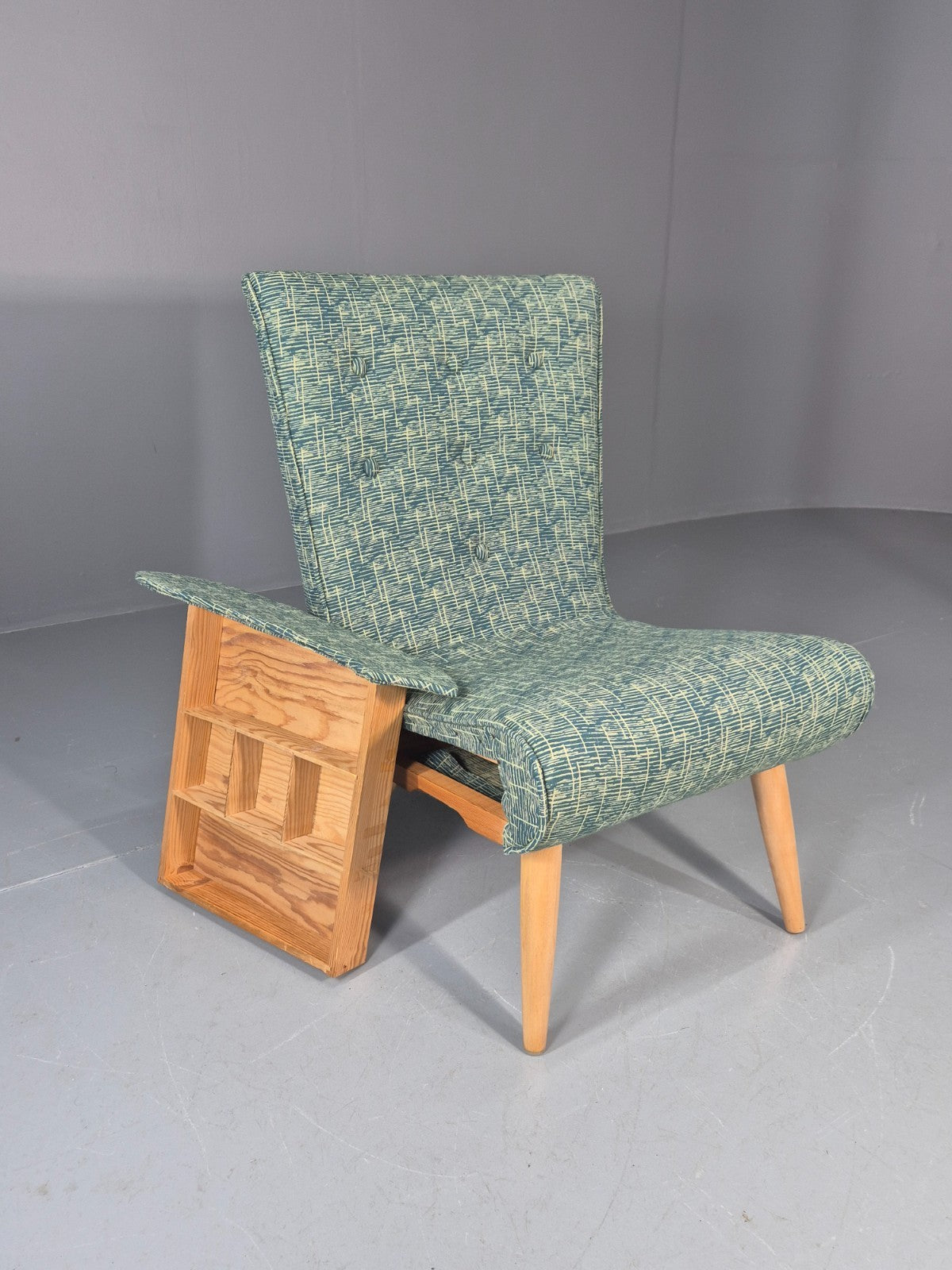 Vintage Swedish Retro Chair Newly Upholstered Hobby Chair Drawer EB11084 MNOR14