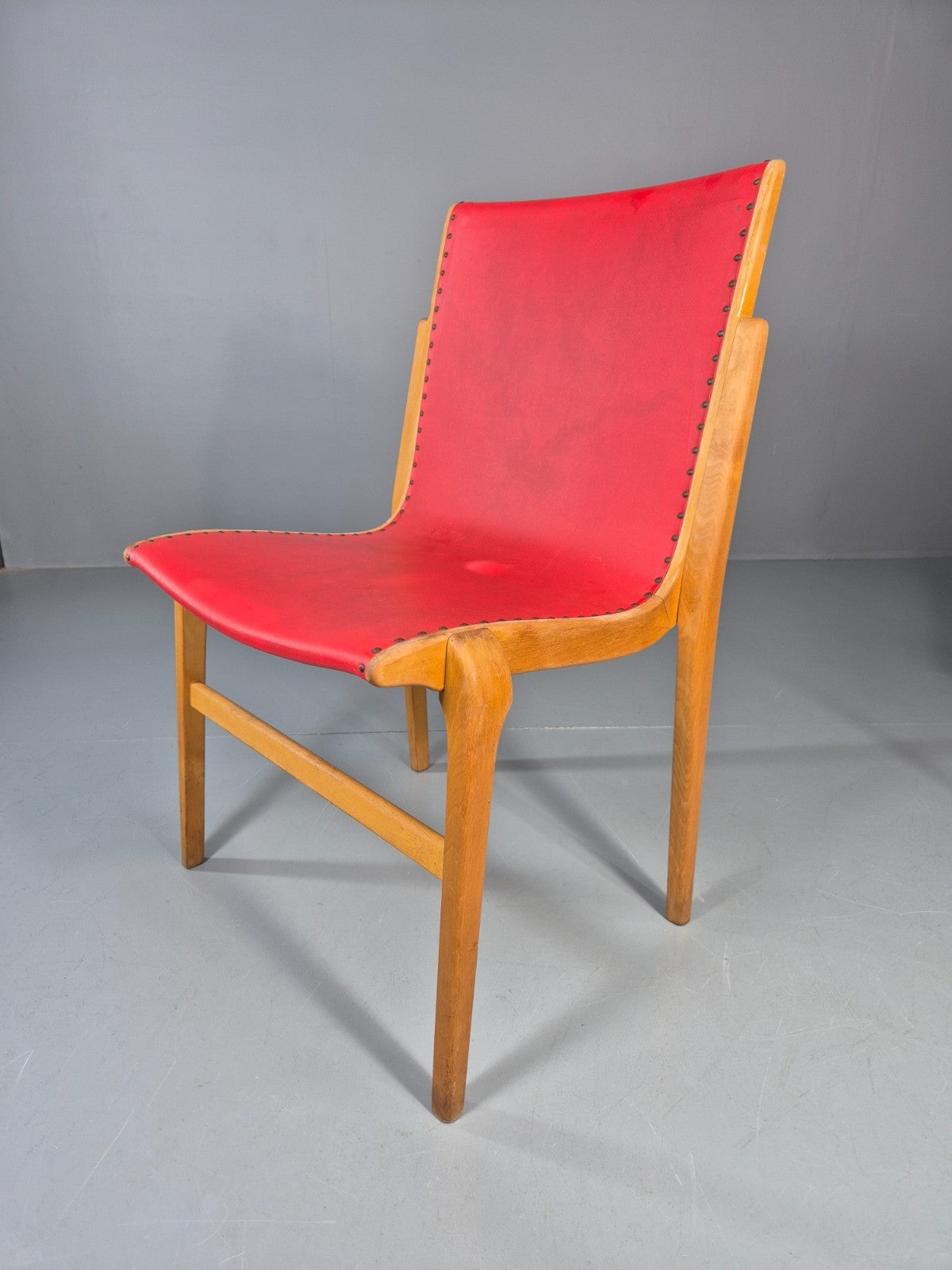 4 Stacking Lounge Chairs 1950s Swedish Red Beech Mid Century Retro EB11102 MDIN10