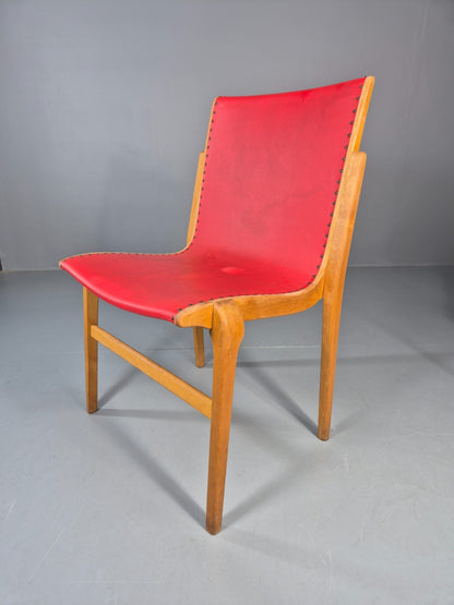 4 Stacking Lounge Chairs 1950s Swedish Red Beech Mid Century Retro EB11102 MDIN10