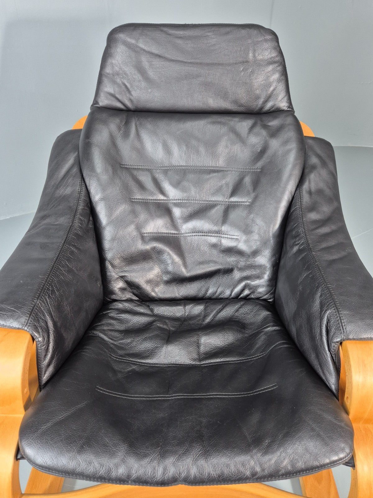 Skippers Apollo Leather Lounge Chair Bentwood Frame 1980s Retro MCM EB11290 MBEN16