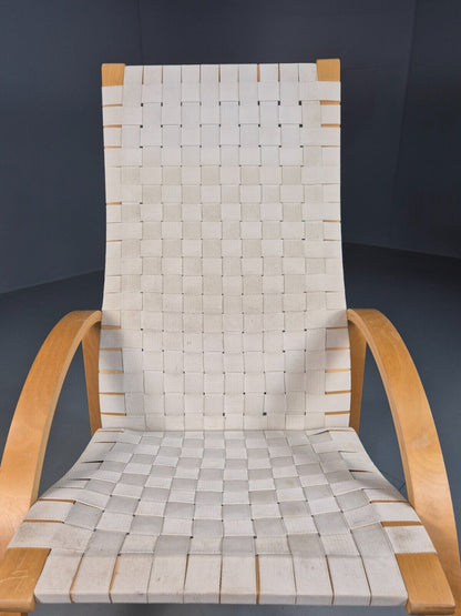 Vintage Danish Lounge Chair Canvas Bentwood Aalto Style 1980s Retro EB8240 MBEN - UKDK FURNITURE