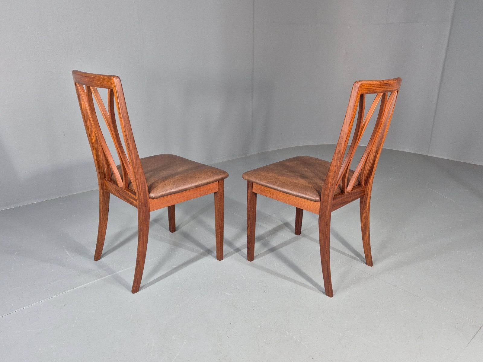 2 Vintage G plan Dining Chairs X Back 1970s Retro MCM Teak Frame EB11778 MDIN7