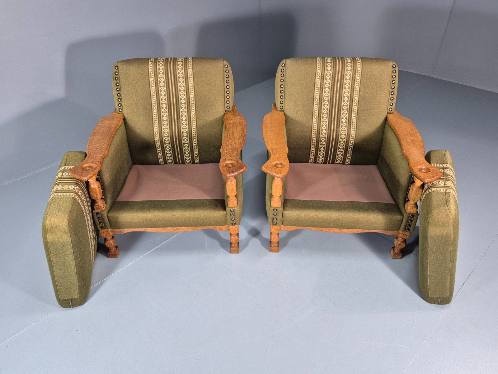 2 Kjaernulf Lounge Chairs Retro 1970s Green Light Oak Retro EB10750 VCLO10