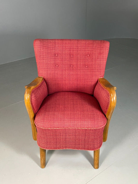 Vintage Danish Lounge Chair Red Slagelese Mobler Retro MCM EB6777 MNOR - UKDK FURNITURE