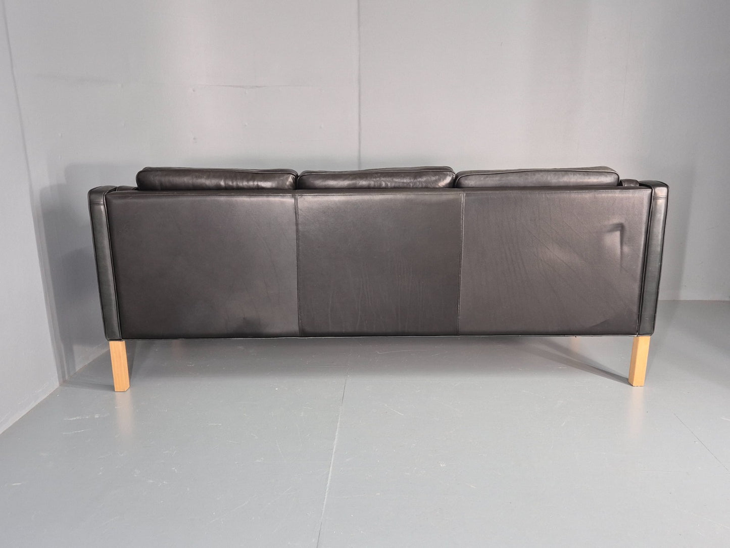 Vintage 3 Seat Sofa Danish Hurup Black Leather Retro MCM 1980s EB10472 M3SS18
