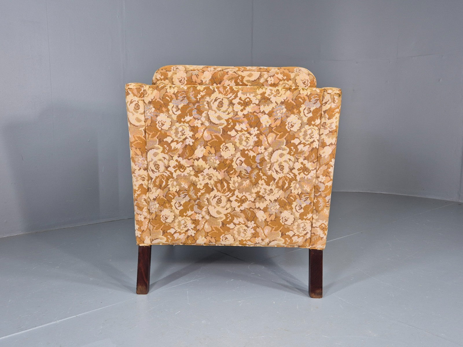Vintage Danish 1970s Lounge Chair Floral Upholstery Mid Century EB11922 MNOR12