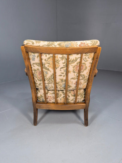 Vintage Danish Bergere Lounge Chair, Floral Cloth, Antique Style EB9003 VBER - UKDK FURNITURE