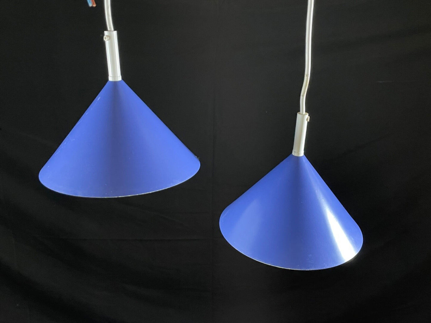 Danish Pair Pendant Lights Design A/S Model: Costa Blue Retro EB5104 LCLC4