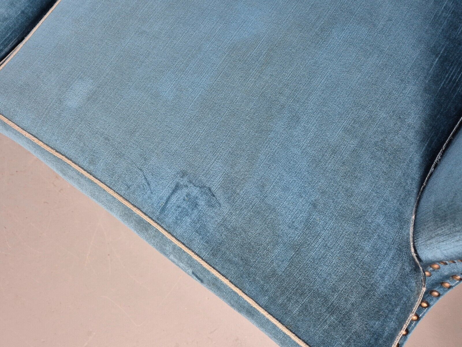 Vintage Danish Mid Century Sofa Bright Blue Velour 1950s Retro MCM EB8934 V3SS - UKDK FURNITURE