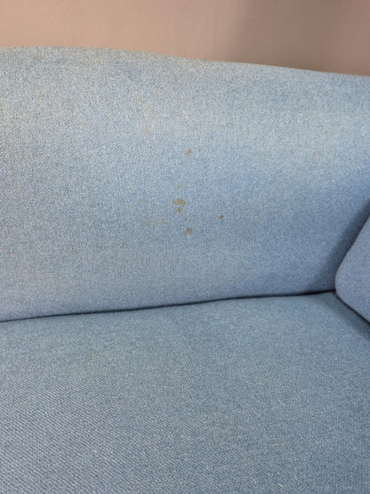 Vintage Danish Lounge Chair Blue Cloth Oak Frame 1900s Antique VCLO EB781315