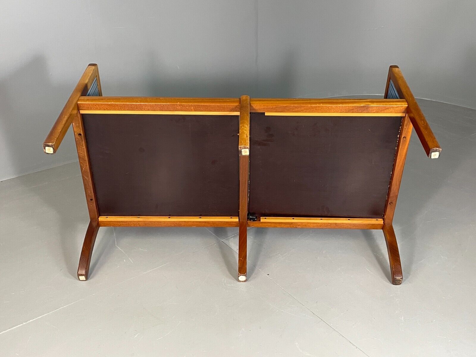 Vintage Danish 2 Seat Sofa Mahogany Frame Blue Cotton Wanscher MCM EB6970 M2SS - UKDK FURNITURE