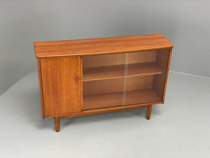 Vintage 1960s Glazed Bookcase Cabinet Teak Shelving Cupboard EB11808 MWOO3