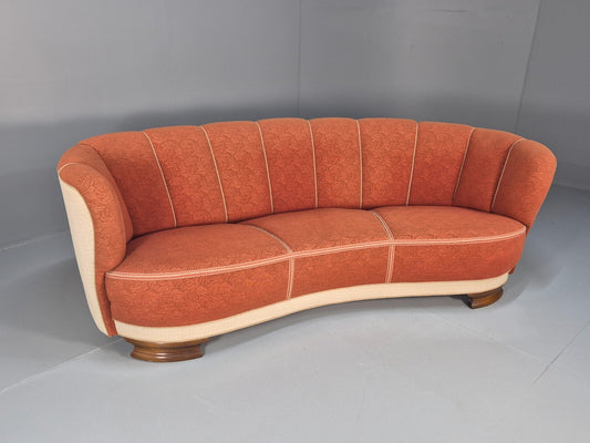 Vintage Danish Art Deco Banana Sofa Peach and Cream 1930s Retro EB9745 V3SS - UKDK FURNITURE