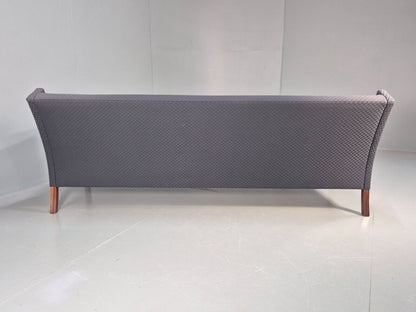 Vintage Danish 3 Seat Sofa Blue Check Cotton Mogensen MCM 1960s EB8589 M3SS - UKDK FURNITURE