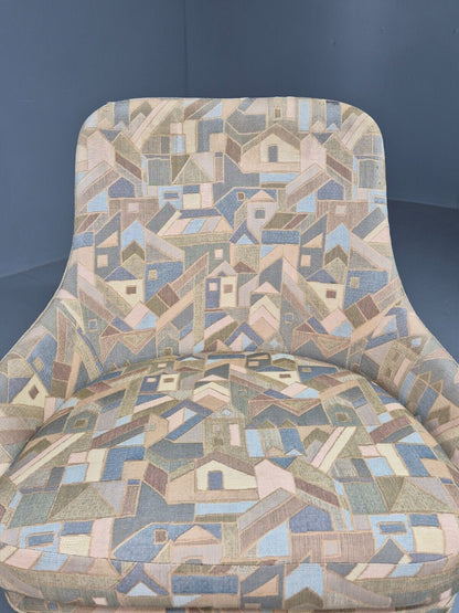 Vintage Danish Lounge Chair Multi Coloured Curved Retro 1950s MCM EB8253 MNOR - UKDK FURNITURE