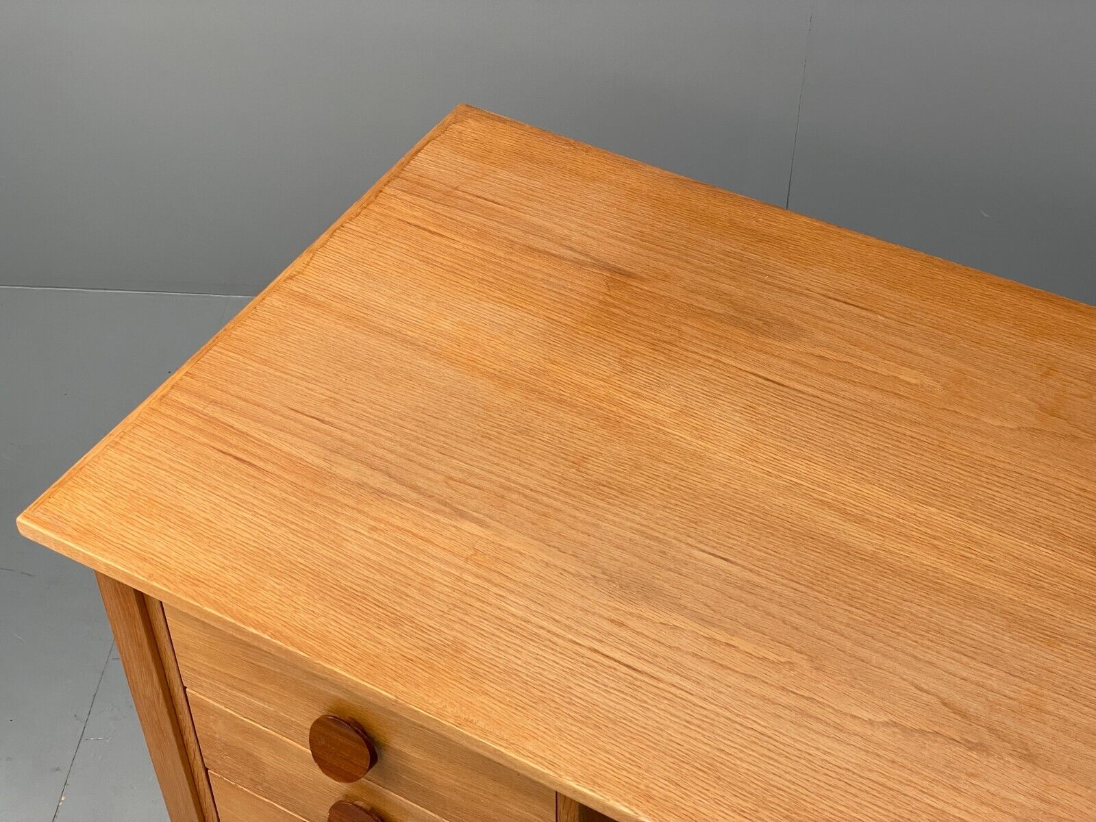 Vintage Danish Oak Desk Teak Handles With Drawers And Storage EB8722 MWOO - UKDK FURNITURE