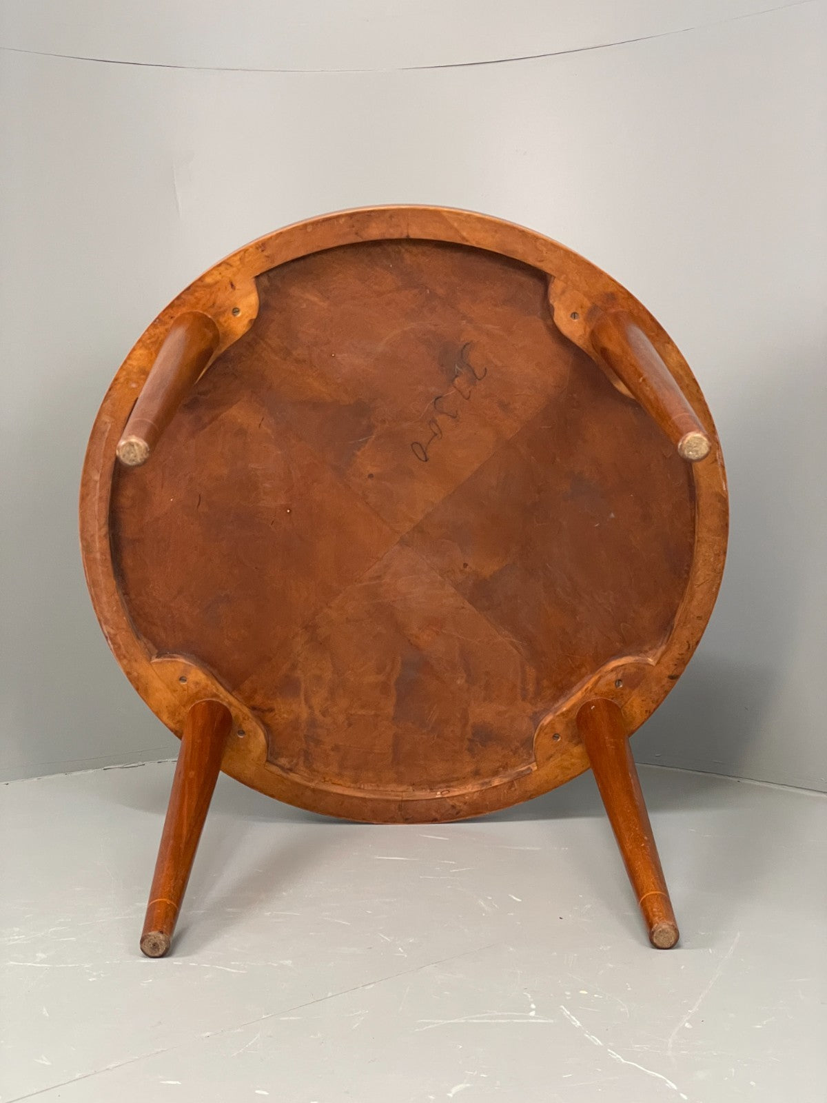 Vintage Art Deco Table Round Walnut Inlay 1950s Swedish EB11191 MWOO19